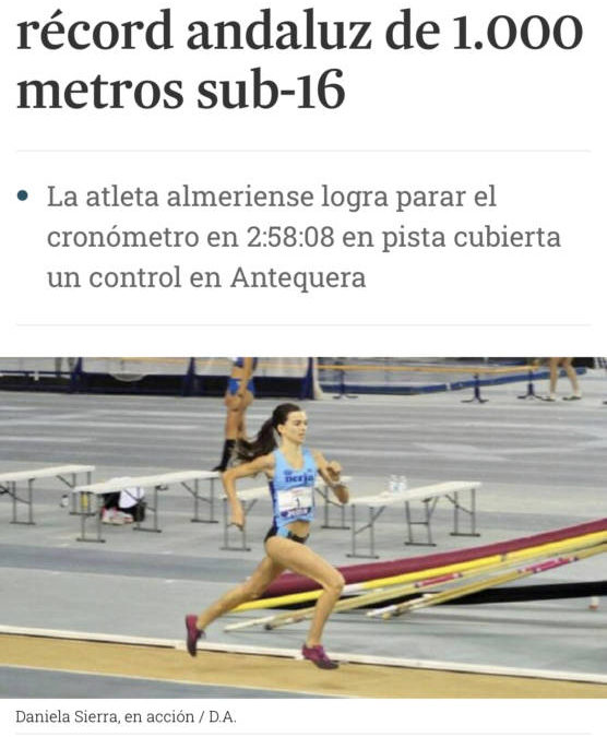 Daniela Sierra Gálvez bate el récord andaluz de 100 m sub 16